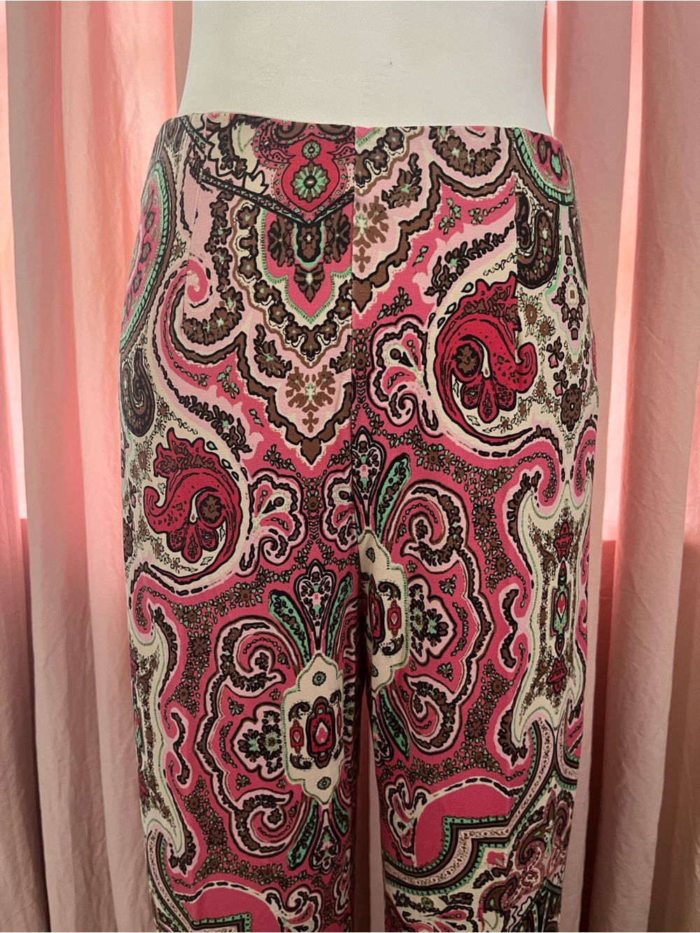 Free People Pink Paisley Wide-Leg Pants